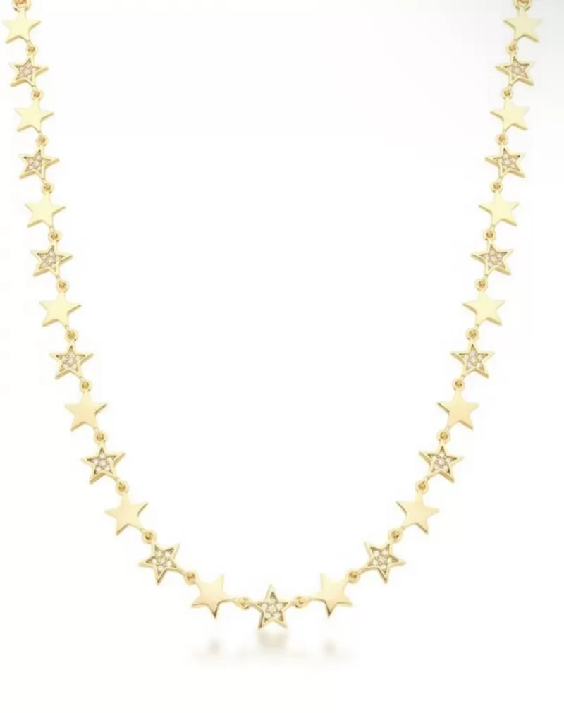 Mikabe - Colar Estrelas Lisas e Cravejadas - MK1652