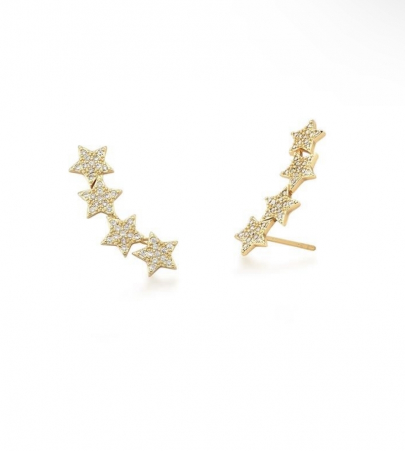 Mikabe - Brinco Ear Cuff Estrelas Cravejadas - MK1653