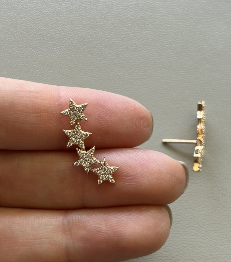 Mikabe - Brinco Ear Cuff Estrelas Cravejadas - MK1653