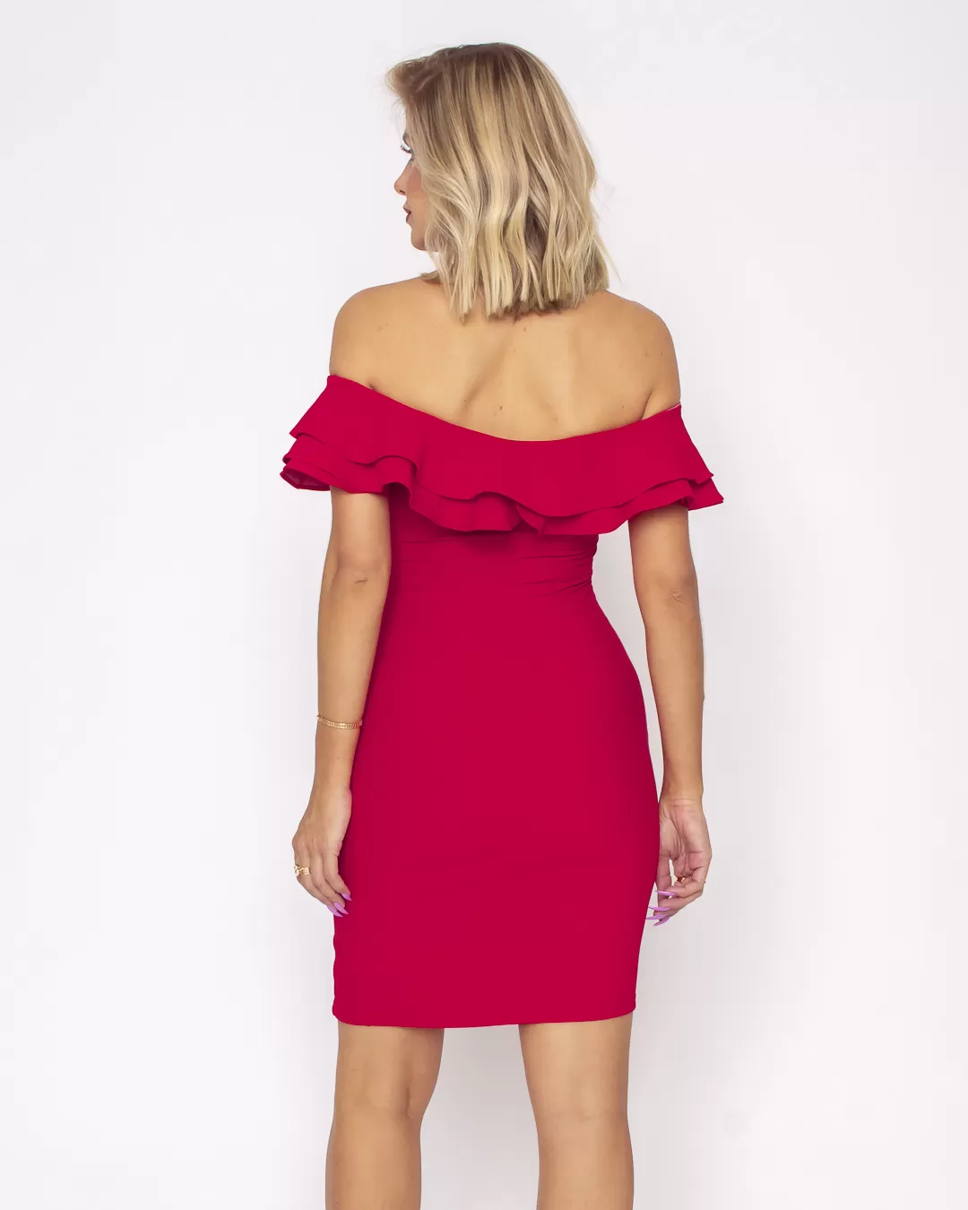 Miss Misses - Vestido Miss Misses Midi Babado Ombro a Ombro Vermelho - 19012VERM