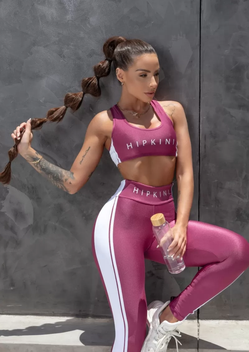 Hipkini - Top Sporty Style Vinho com Silk Branco - 33330254