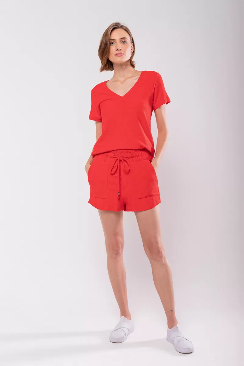 Hidrogênio - SHORTS COM AMARRAÇÃO VERMELHO - 19809008