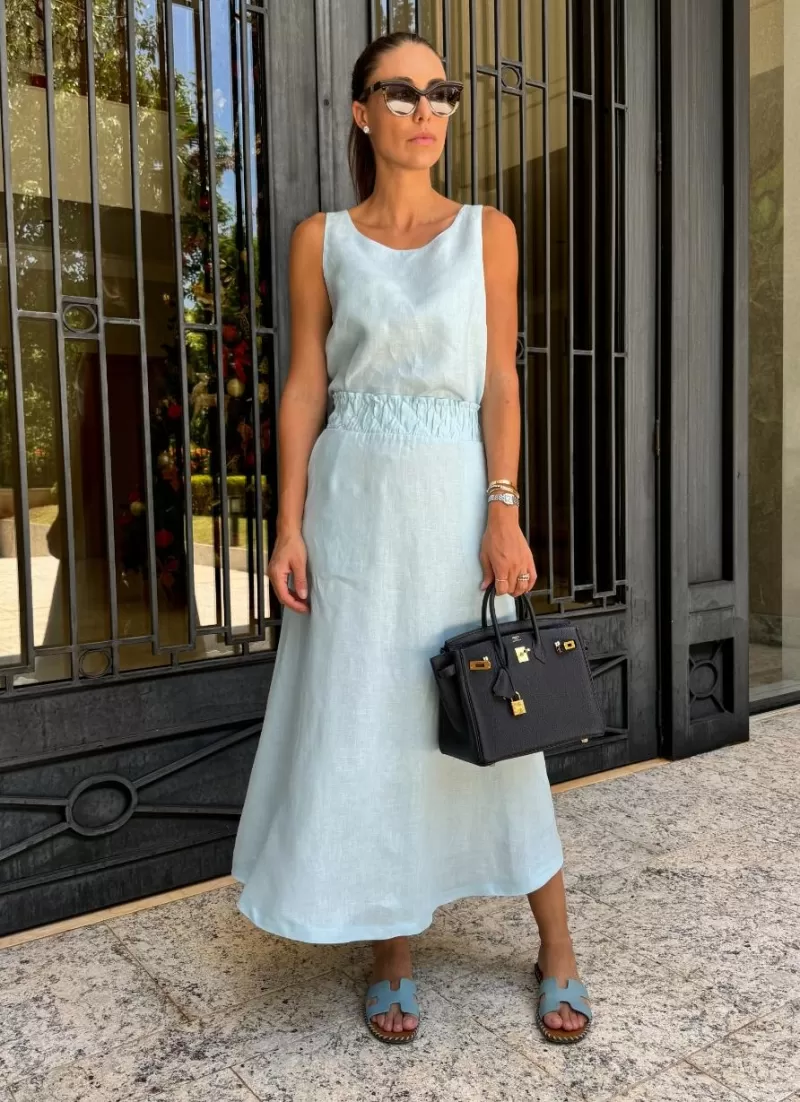 Hidrogênio - REGATA DECOTE OVAL 100% LINHO SPUN SUGAR - 19869526