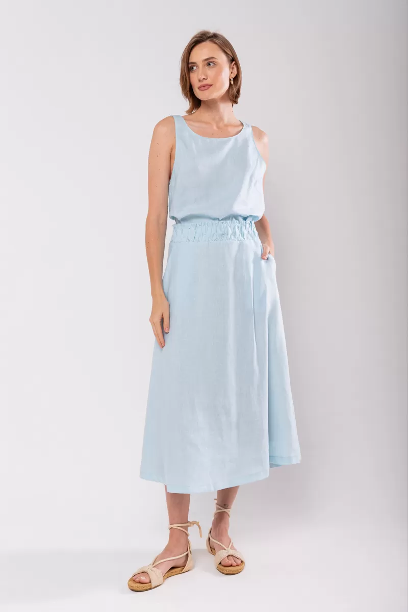 Hidrogênio - REGATA DECOTE OVAL 100% LINHO SPUN SUGAR - 19869526