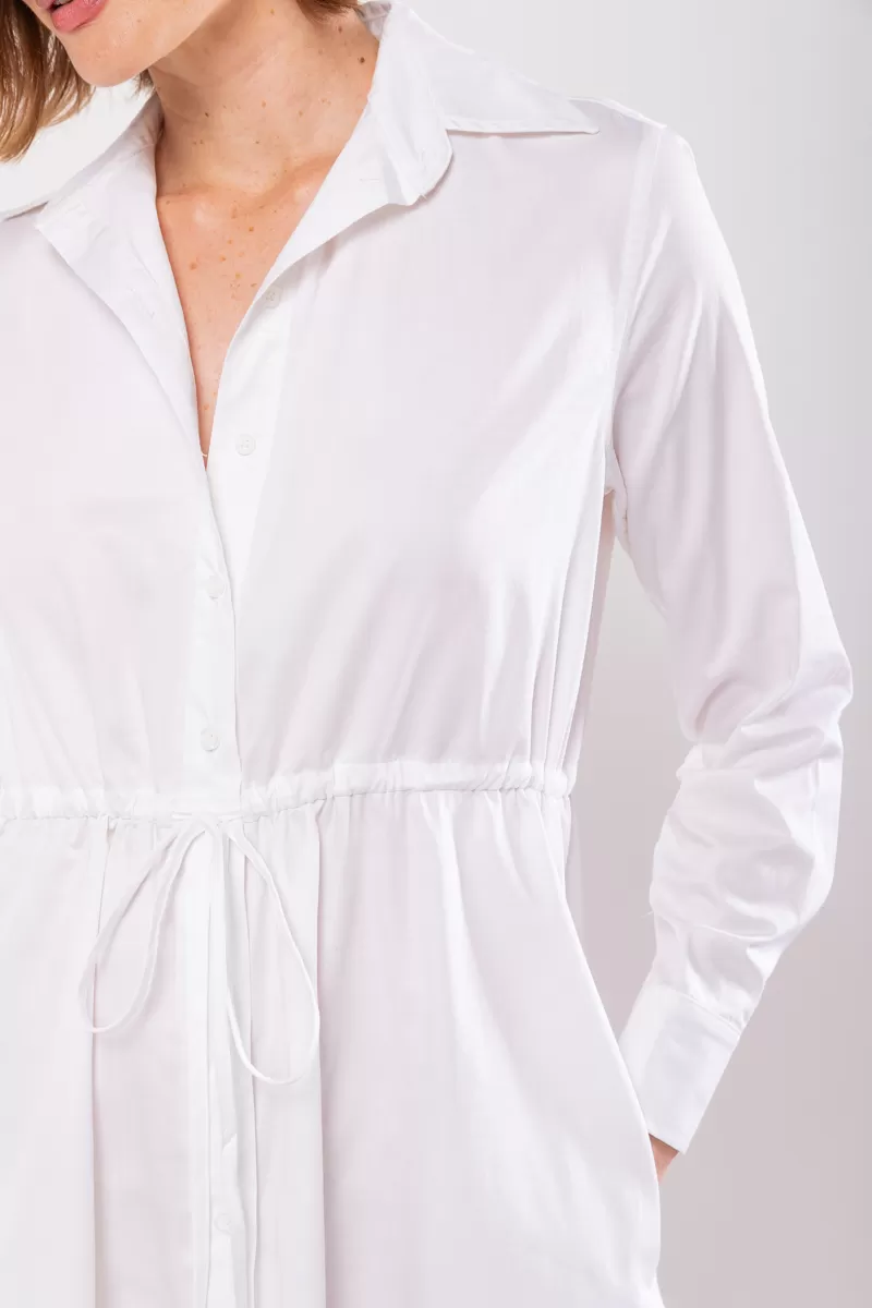 Hidrogênio - WHITE LONG SLEEVED CHEMISE DRESS - 19841002