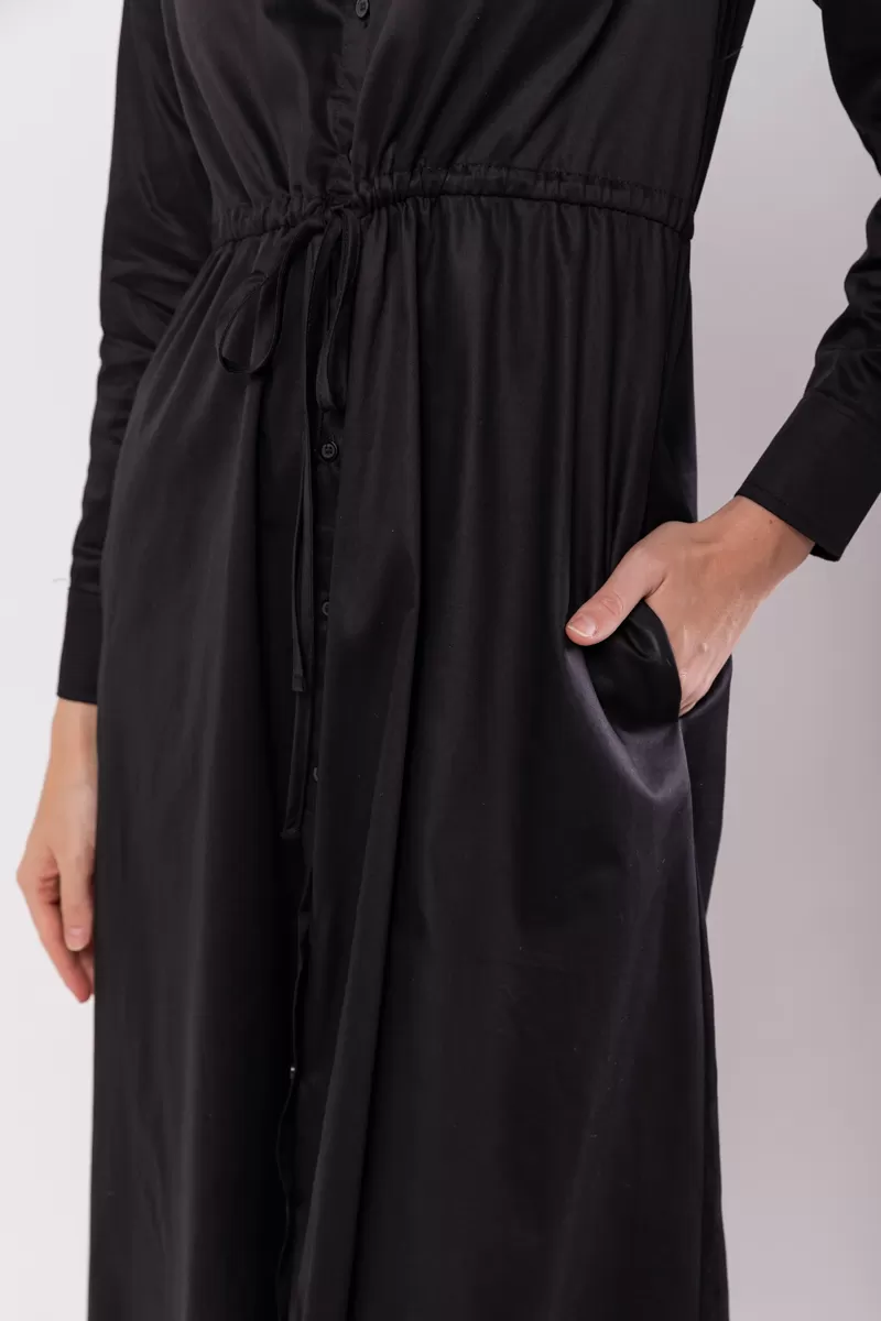 Hidrogênio - BLACK LONG SLEEVES CHEMISE DRESS - 19841001