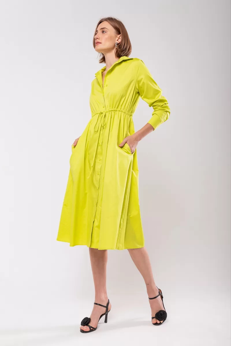 Hidrogênio - VESTIDO CHEMISE DE MANGAS LONGAS TRICOLINE SICILIANO - 19841525