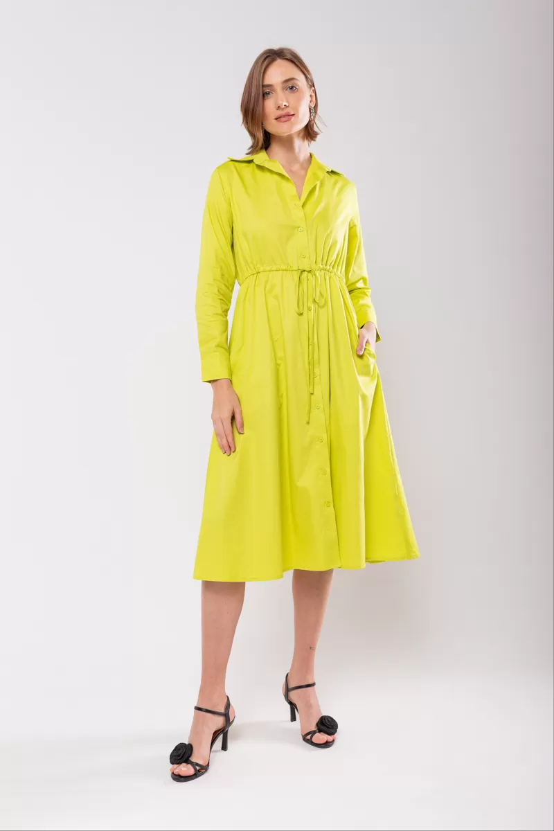 Hidrogênio - VESTIDO CHEMISE DE MANGAS LONGAS TRICOLINE SICILIANO - 19841525