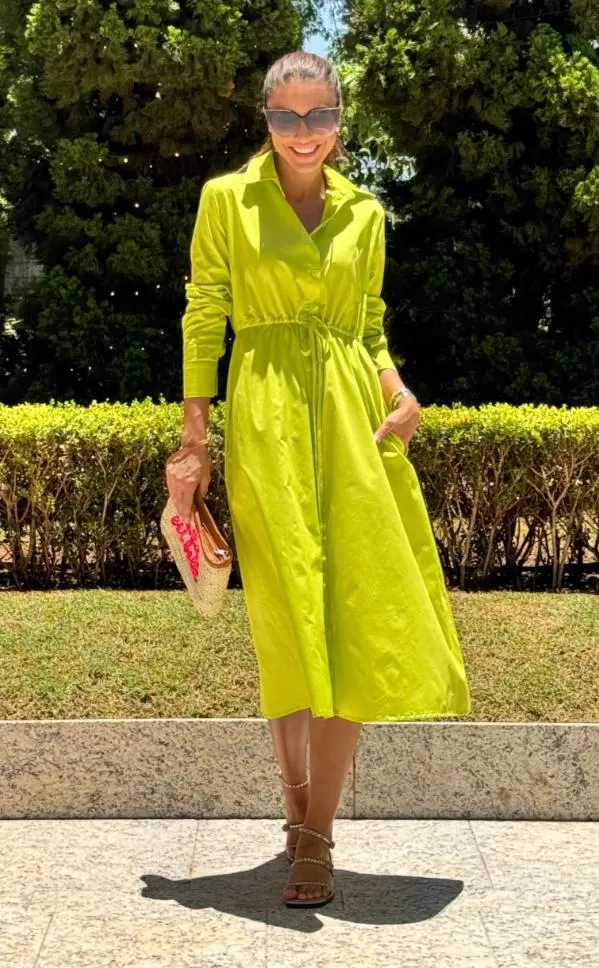 Hidrogênio - VESTIDO CHEMISE DE MANGAS LONGAS TRICOLINE SICILIANO - 19841525