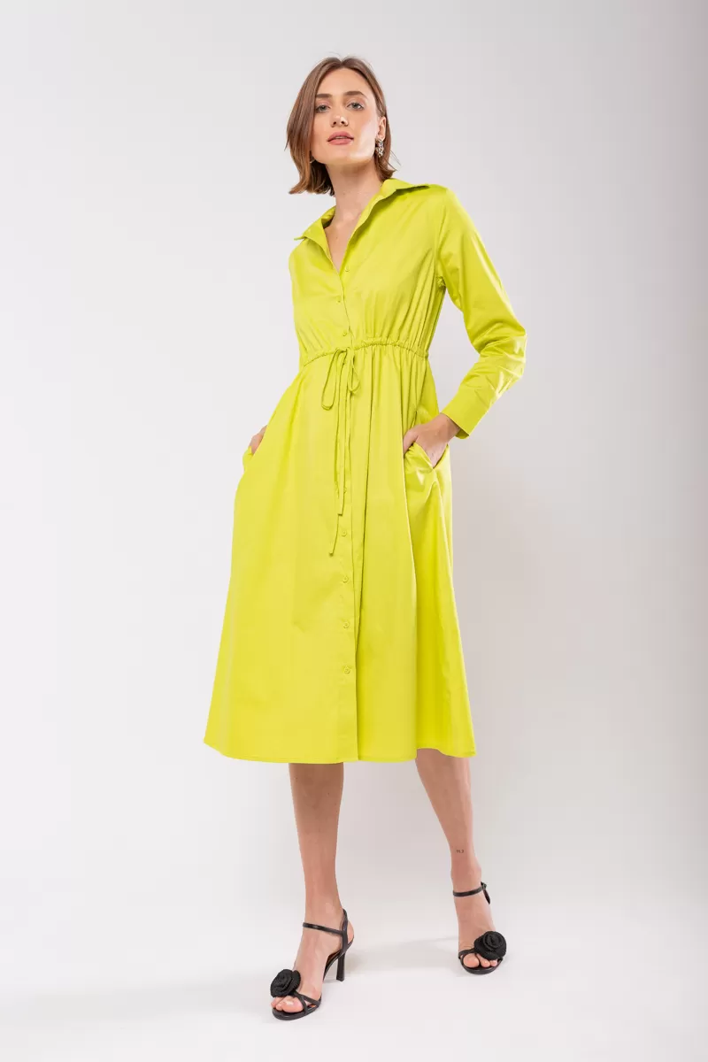 Hidrogênio - VESTIDO CHEMISE DE MANGAS LONGAS TRICOLINE SICILIANO - 19841525