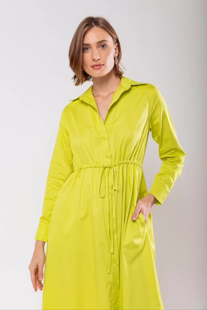 Hidrogênio - VESTIDO CHEMISE DE MANGAS LONGAS TRICOLINE SICILIANO - 19841525