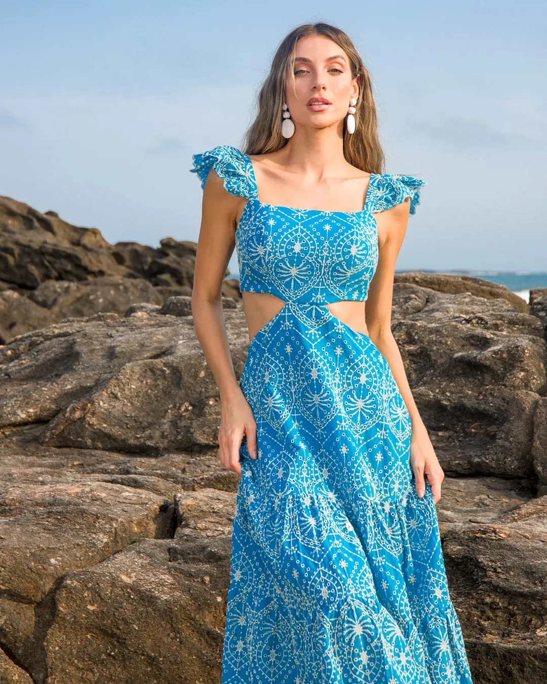 Dot Clothing - Blue Dot Clothing Long Laise Dress - 2151AZUL