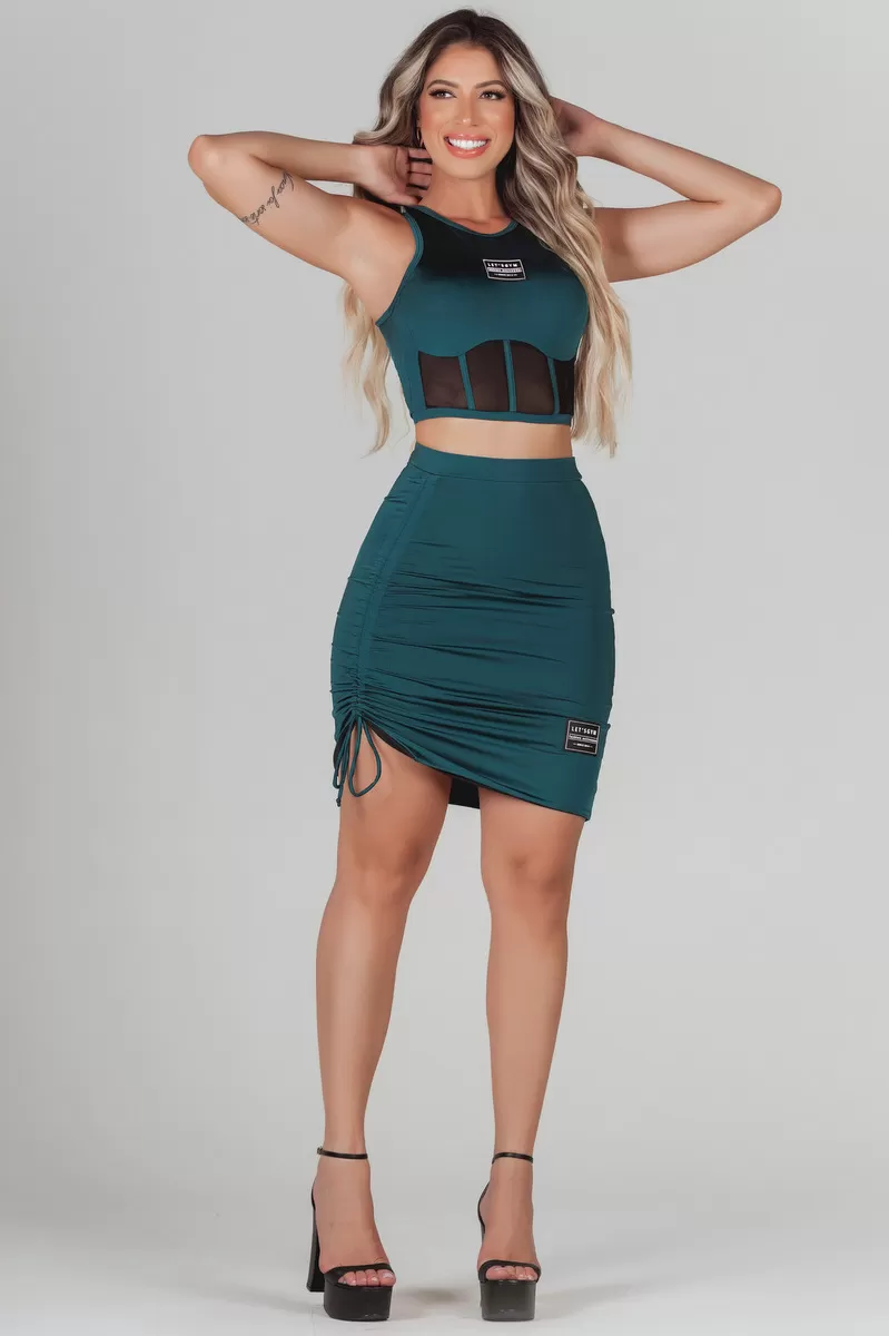 Lets Gym - Skirt Shine Green - 2239VDE