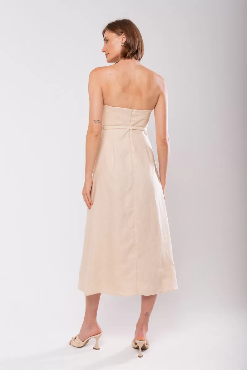 Hidrogênio - VESTIDO DE LINHO PURO COM ALÇAS REMOVÍVEIS PANACOTA - 19881523