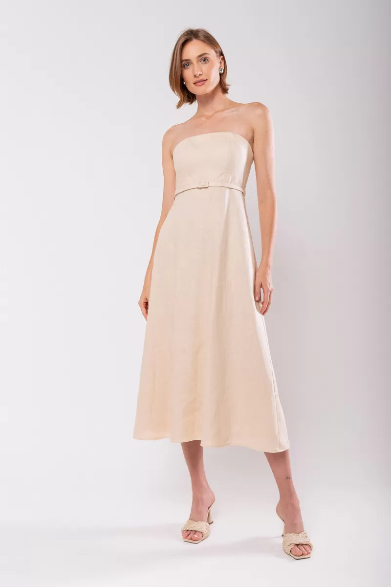 Hidrogênio - VESTIDO DE LINHO PURO COM ALÇAS REMOVÍVEIS PANACOTA - 19881523