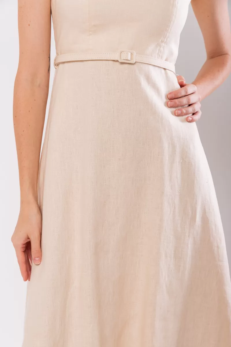 Hidrogênio - VESTIDO DE LINHO PURO COM ALÇAS REMOVÍVEIS PANACOTA - 19881523