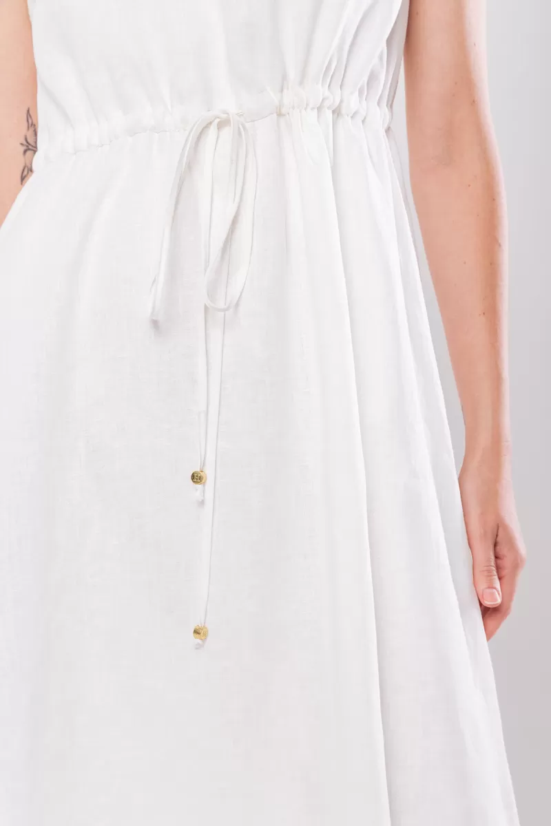Hidrogênio - 100% OFF WHITE LINEN MIDI TANK DRESS - 19872018