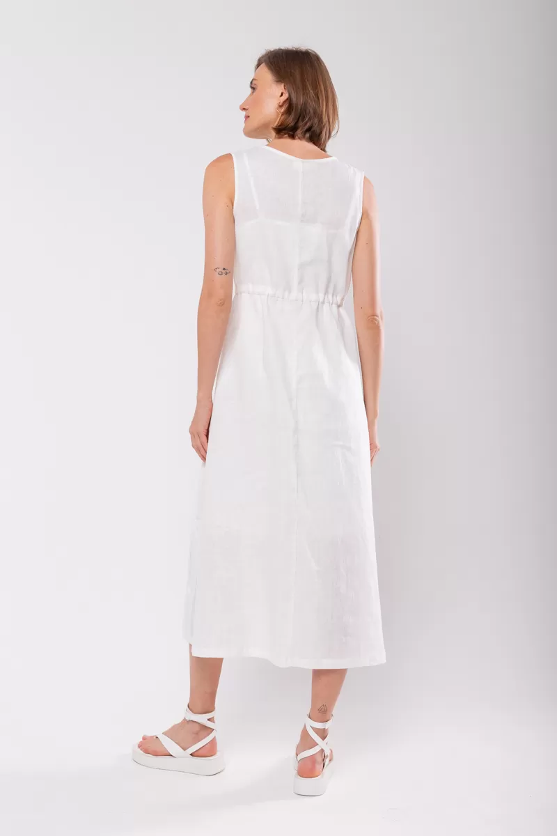 Hidrogênio - 100% OFF WHITE LINEN MIDI TANK DRESS - 19872018