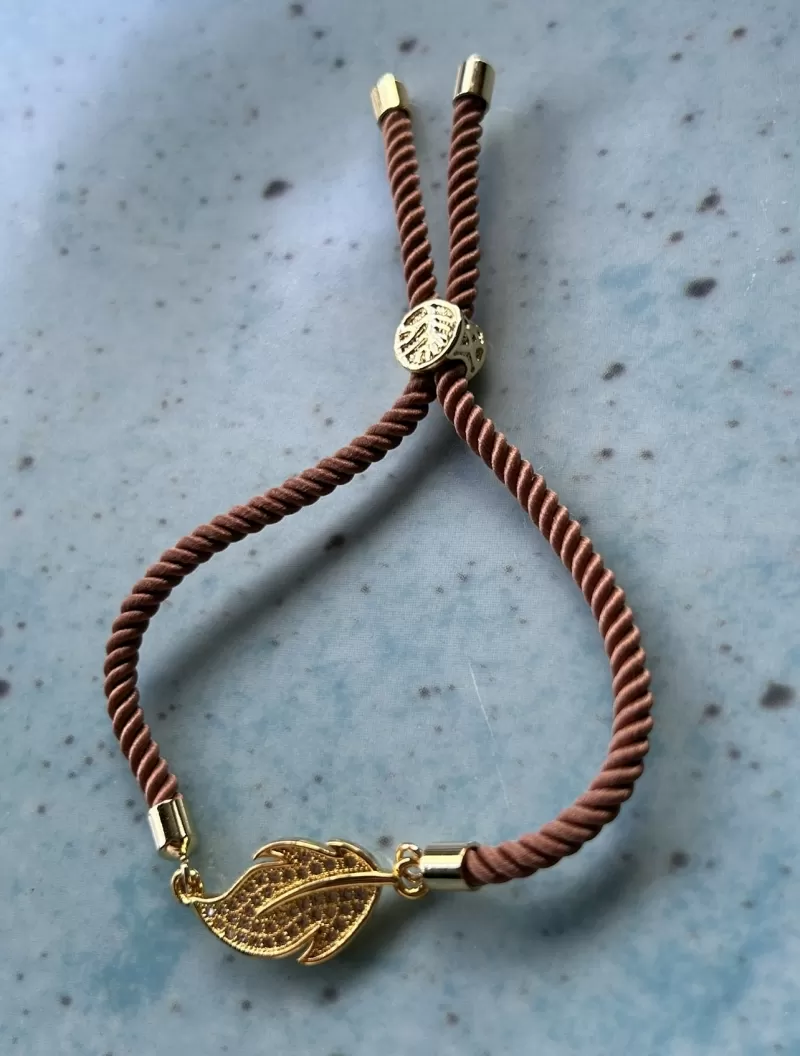 Mikabe - Pulseira Cordão Folha Marrom - MK1689