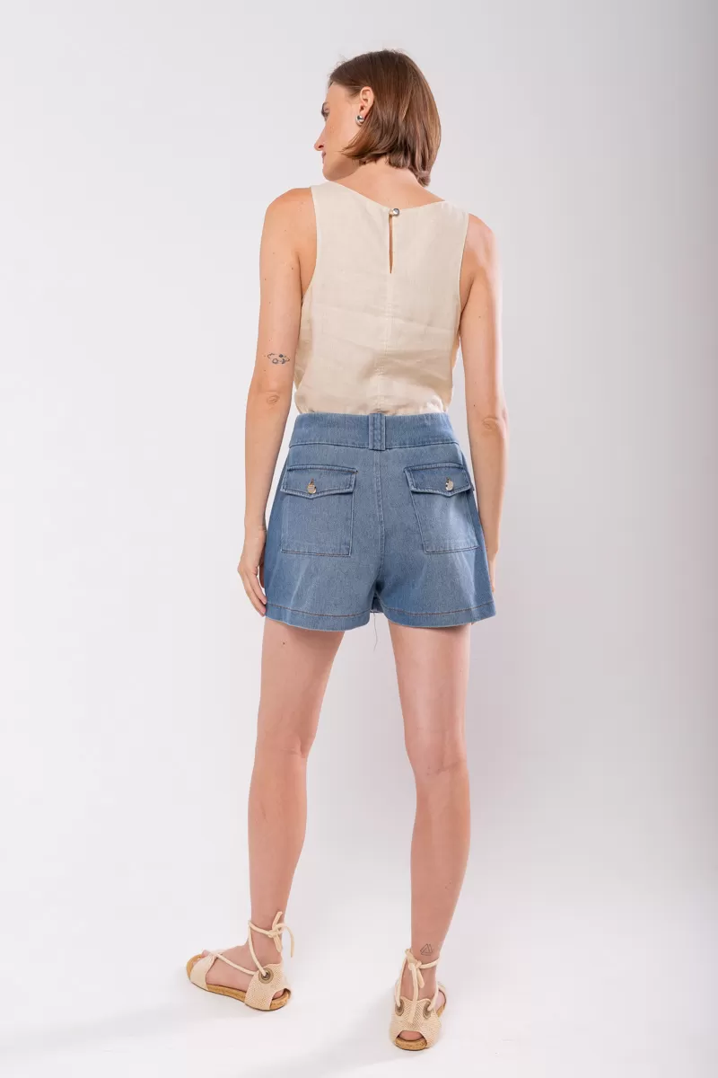 Hidrogênio - DENIM MESH SKIRT SHORTS - 19834042