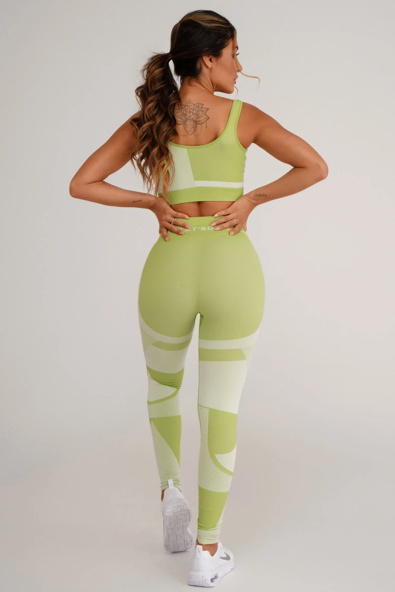 Lets Gym - Seamless Geometric Lime Top - 1689ALM