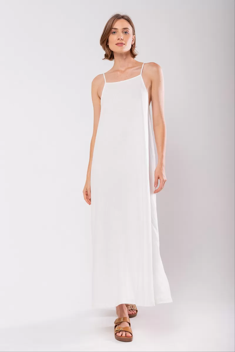 Hidrogênio - EVASE MIDI DRESS WITH SQUARE NECKLINE OFF WHITE - 19876