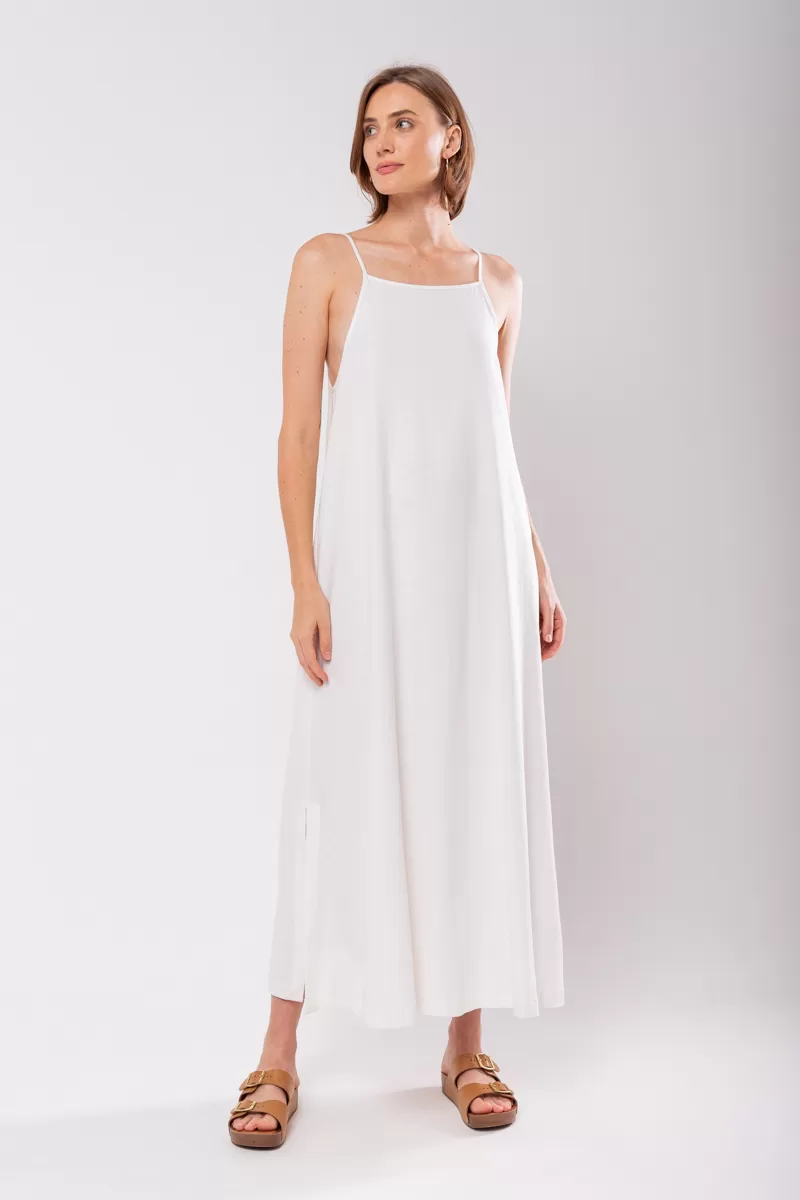 Hidrogênio - EVASE MIDI DRESS WITH SQUARE NECKLINE OFF WHITE - 19876