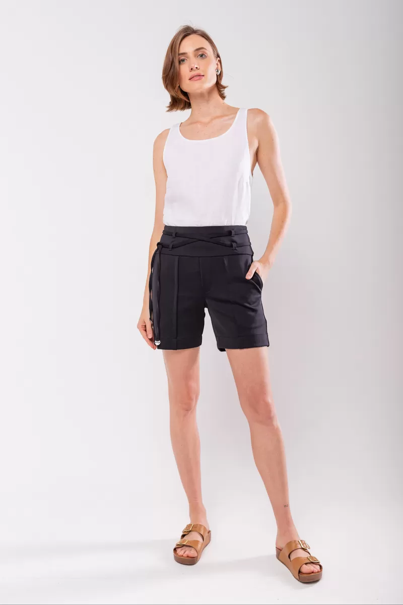 Hidrogênio - BERMUDA ALFAIATARIA COM DUAS FAIXAS PRETO - 19847001