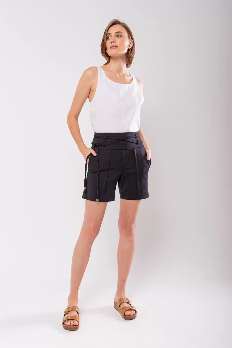 Hidrogênio - BERMUDA ALFAIATARIA COM DUAS FAIXAS PRETO - 19847001