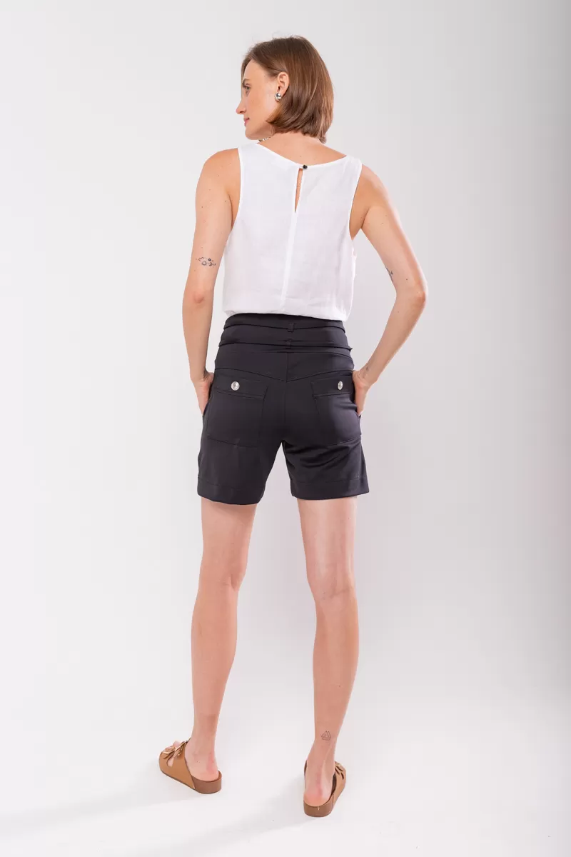 Hidrogênio - BERMUDA ALFAIATARIA COM DUAS FAIXAS PRETO - 19847001