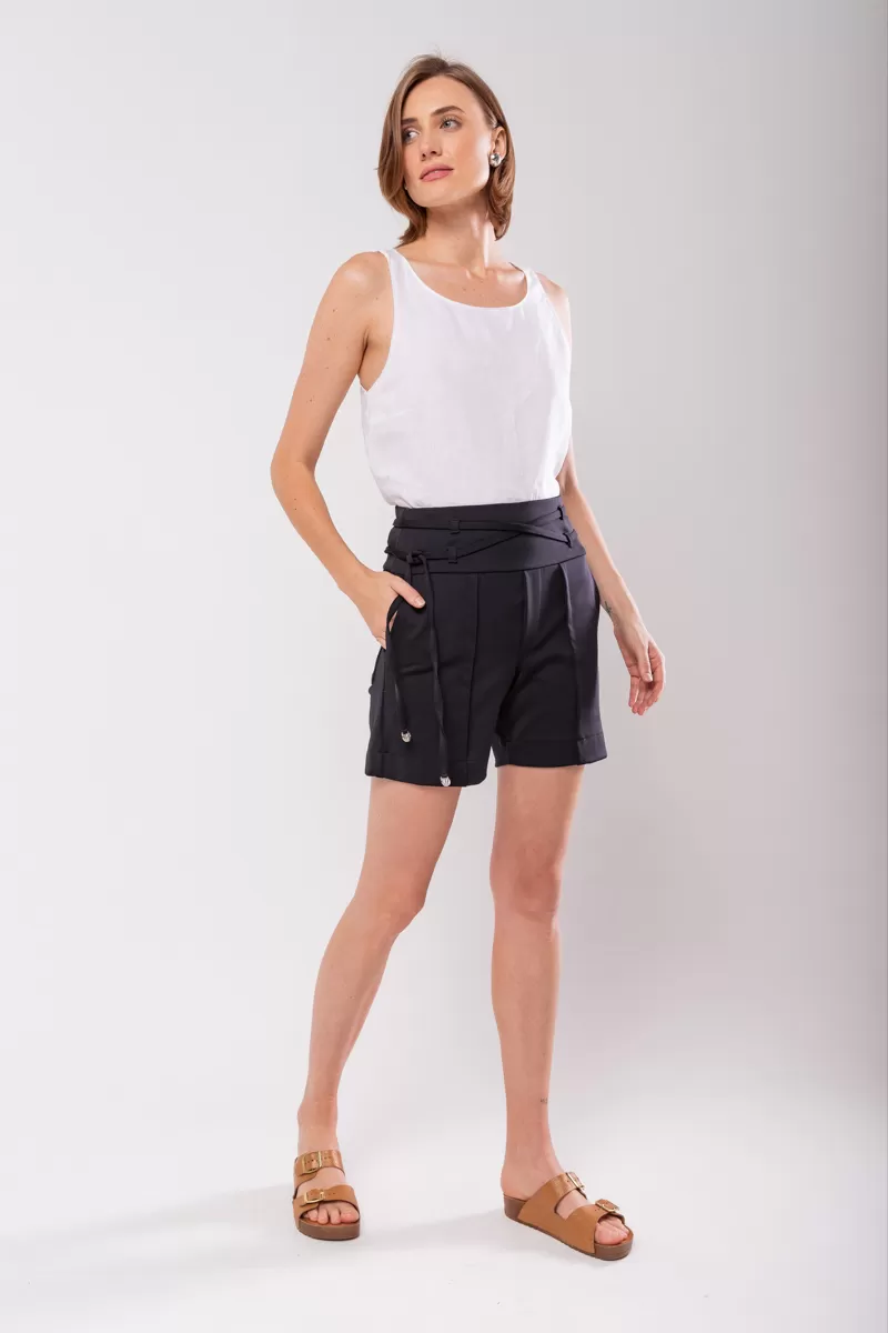 Hidrogênio - BERMUDA ALFAIATARIA COM DUAS FAIXAS PRETO - 19847001