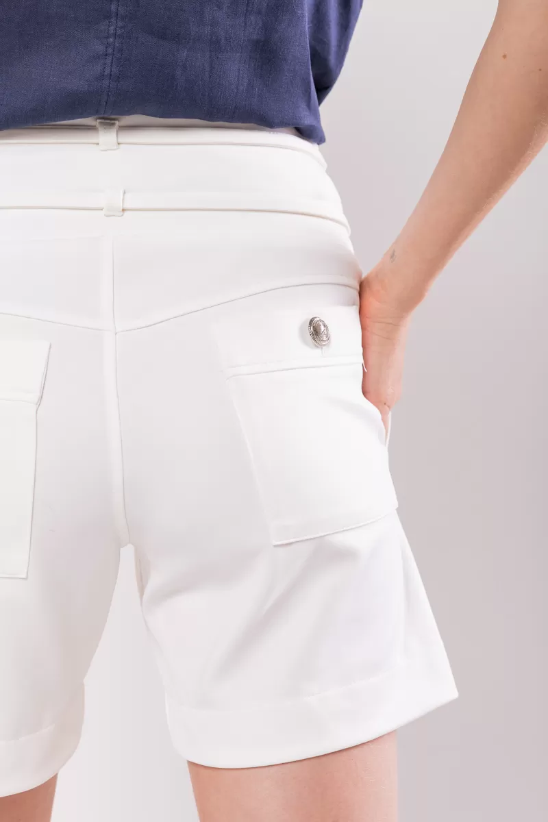 Hidrogênio - TAILORED BERMUDA WITH TWO STRIPS OFF WHITE - 19847018