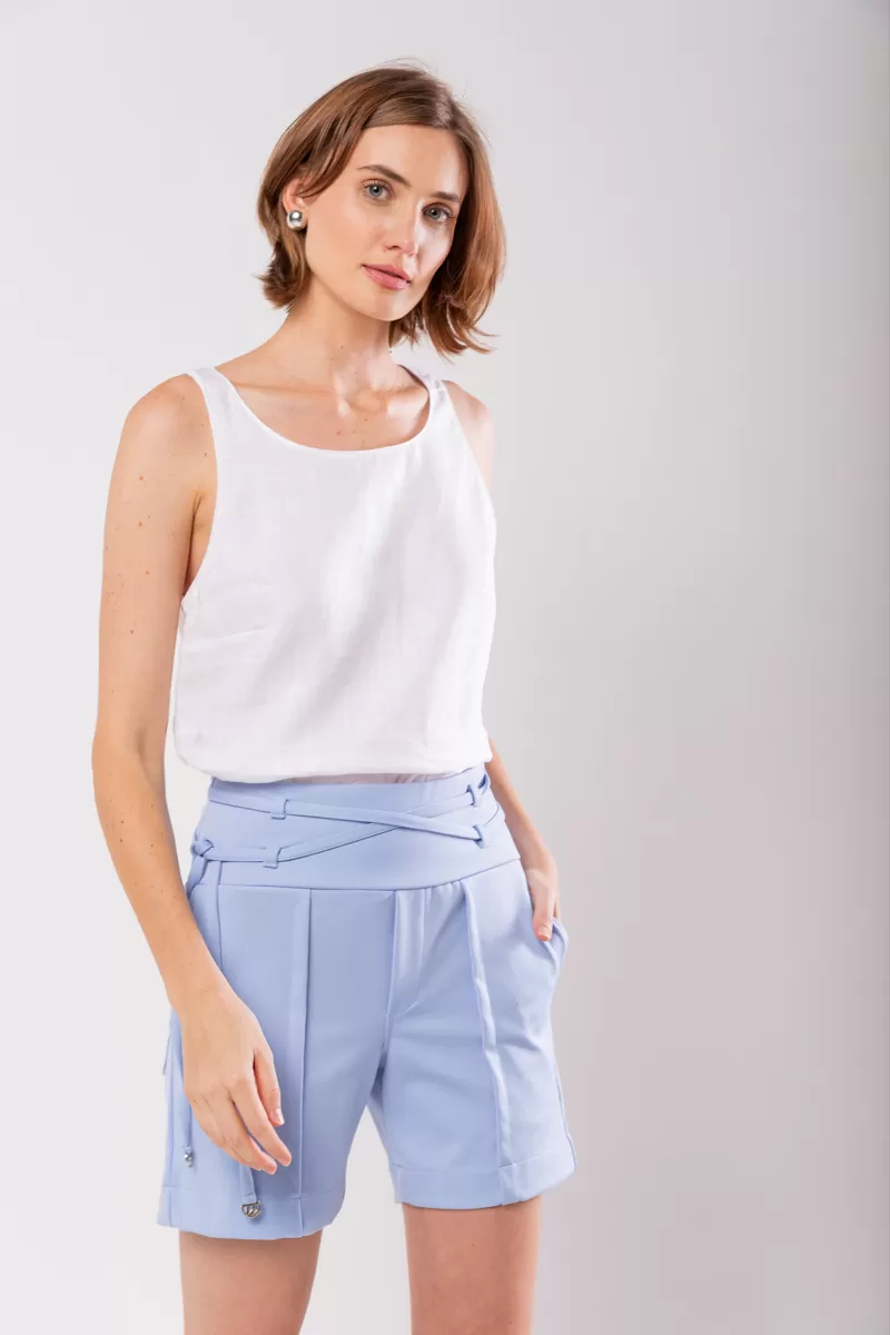 Hidrogênio - BERMUDA ALFAIATARIA COM DUAS FAIXAS AZUL CLARO - 19847078