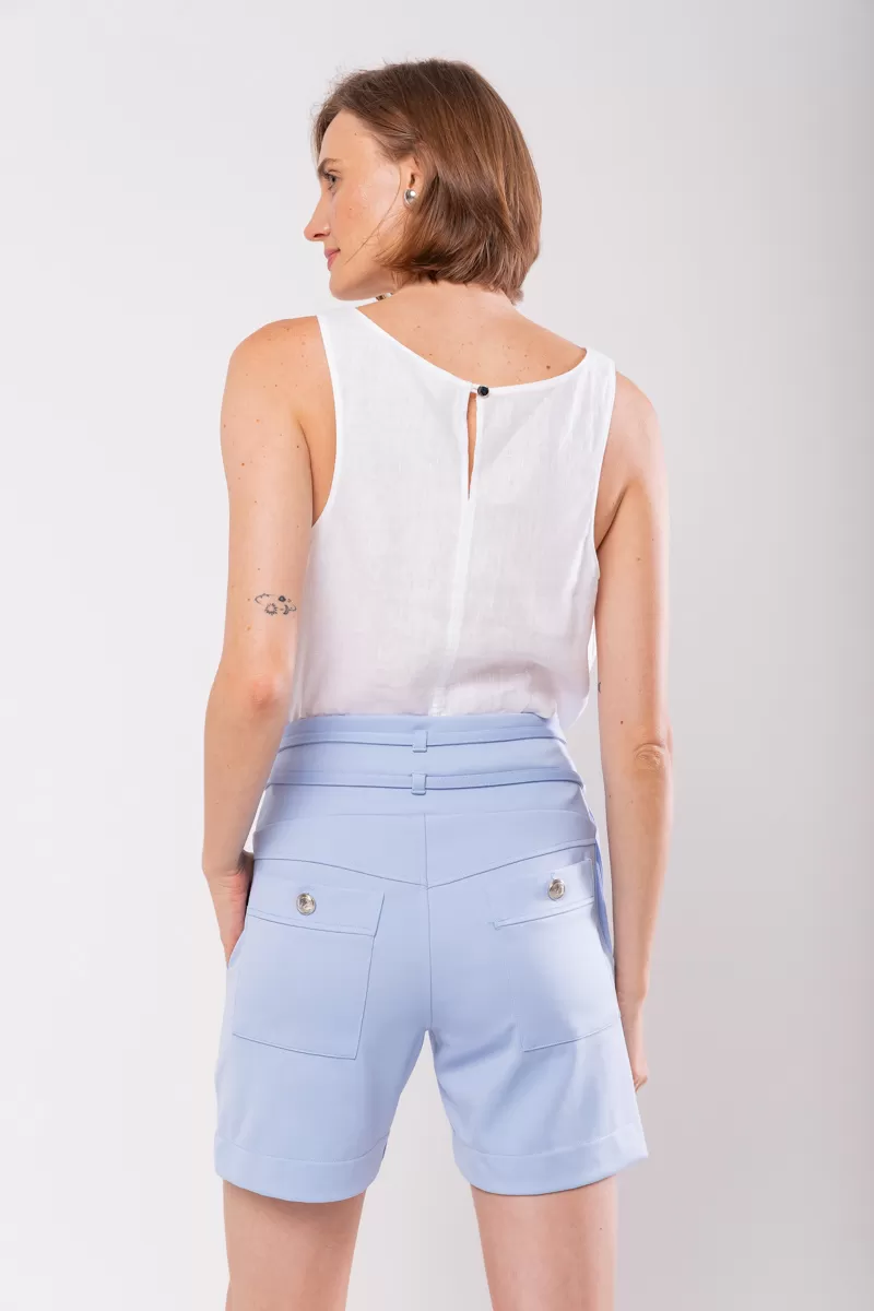 Hidrogênio - BERMUDA ALFAIATARIA COM DUAS FAIXAS AZUL CLARO - 19847078