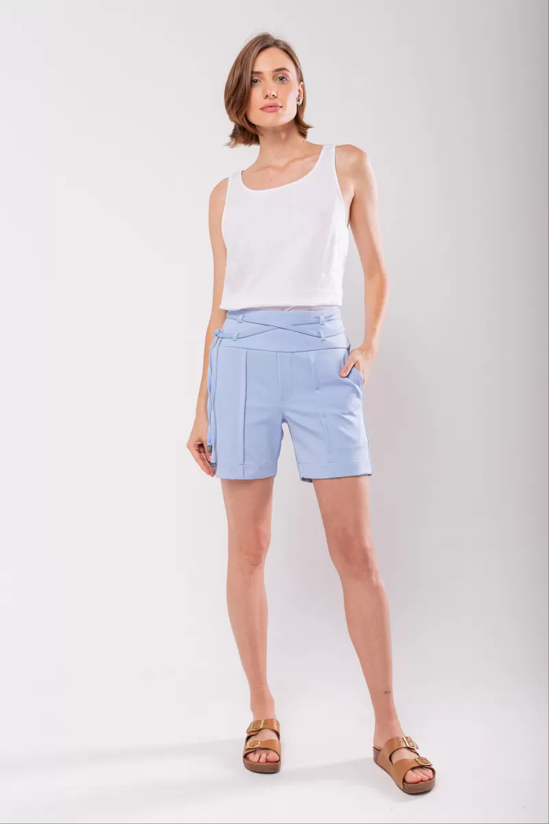 Hidrogênio - BERMUDA ALFAIATARIA COM DUAS FAIXAS AZUL CLARO - 19847078