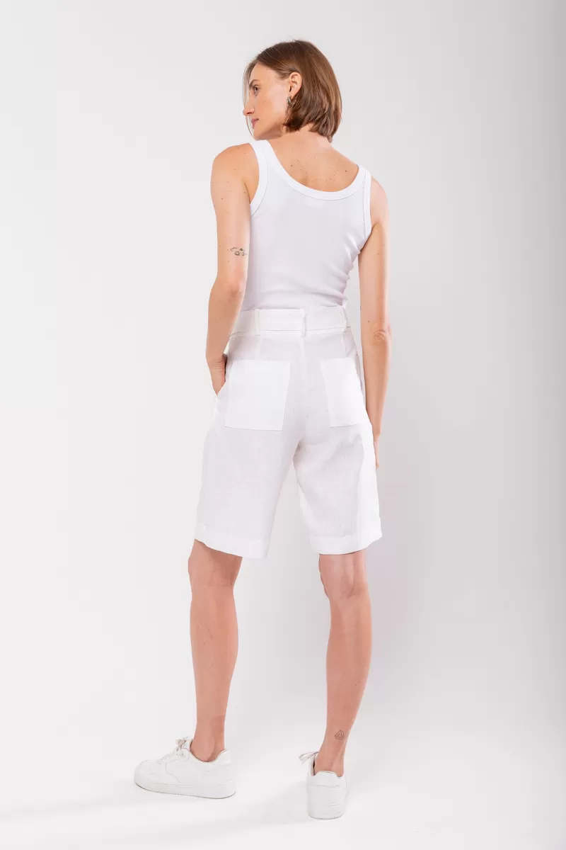 Hidrogênio - BERMUDA LONGA DE LINHO PURO BRANCA - 19851