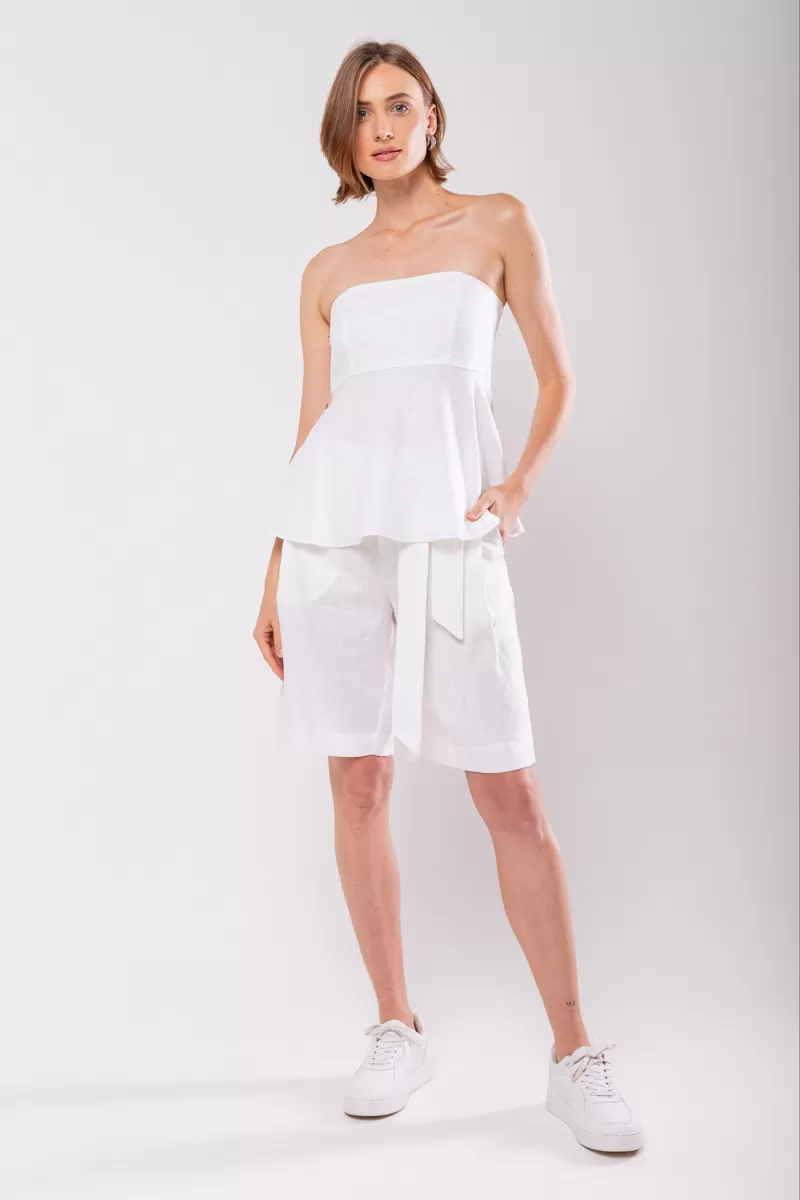 Hidrogênio - BERMUDA LONGA DE LINHO PURO BRANCA - 19851