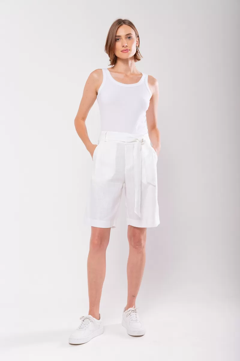 Hidrogênio - BERMUDA LONGA DE LINHO PURO BRANCA - 19851