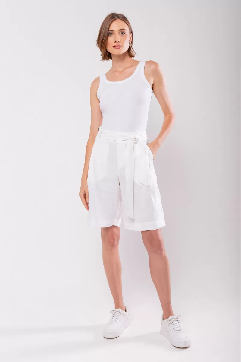 Hidrogênio - BERMUDA LONGA DE LINHO PURO BRANCA - 19851