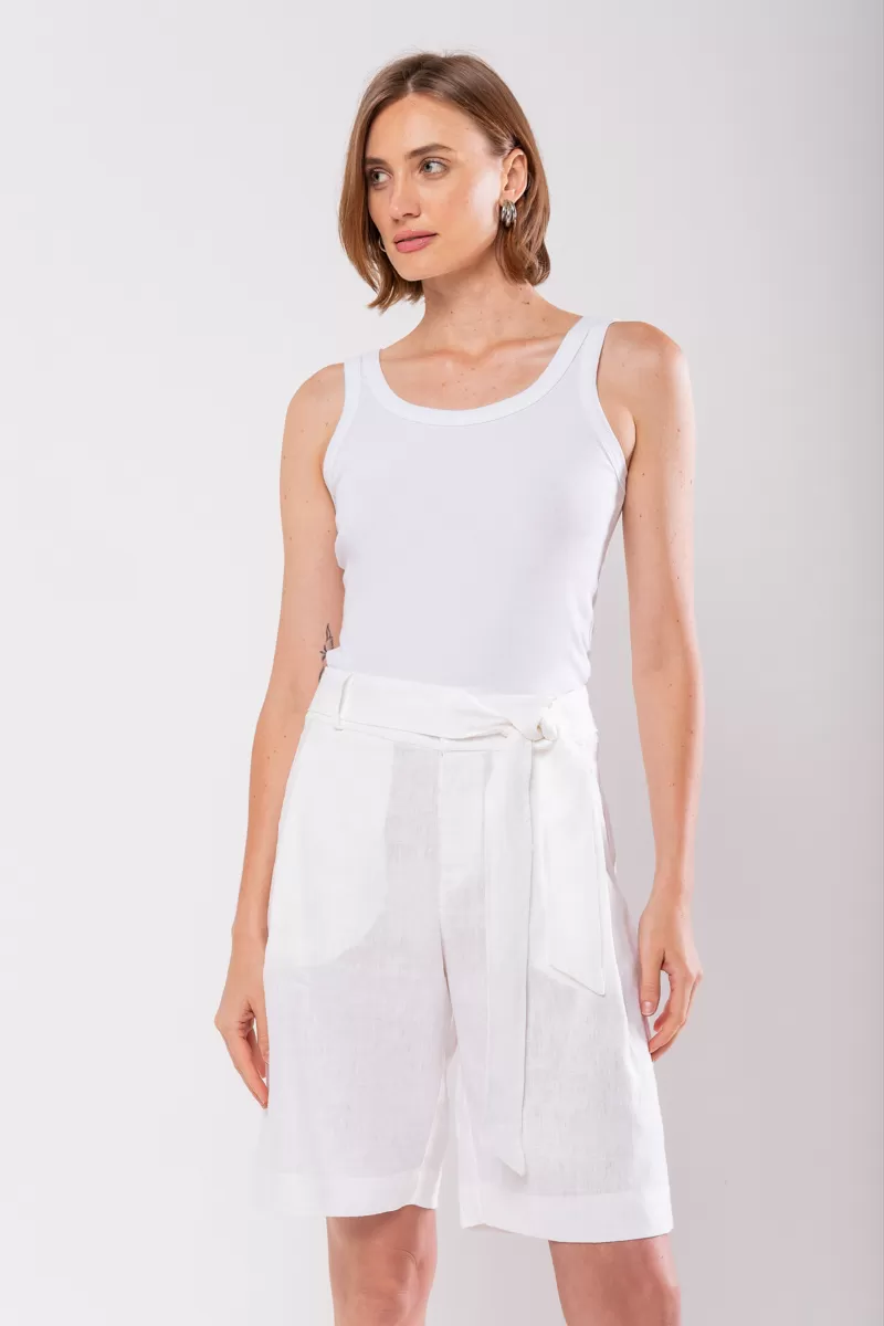 Hidrogênio - BERMUDA LONGA DE LINHO PURO BRANCA - 19851