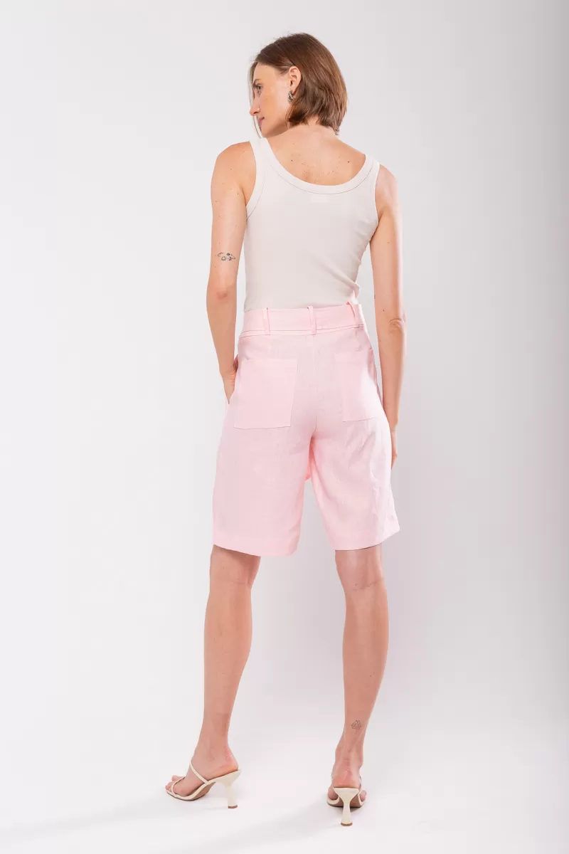 Hidrogênio - BERMUDA LONGA DE LINHO PURO GLOSSY - 19851