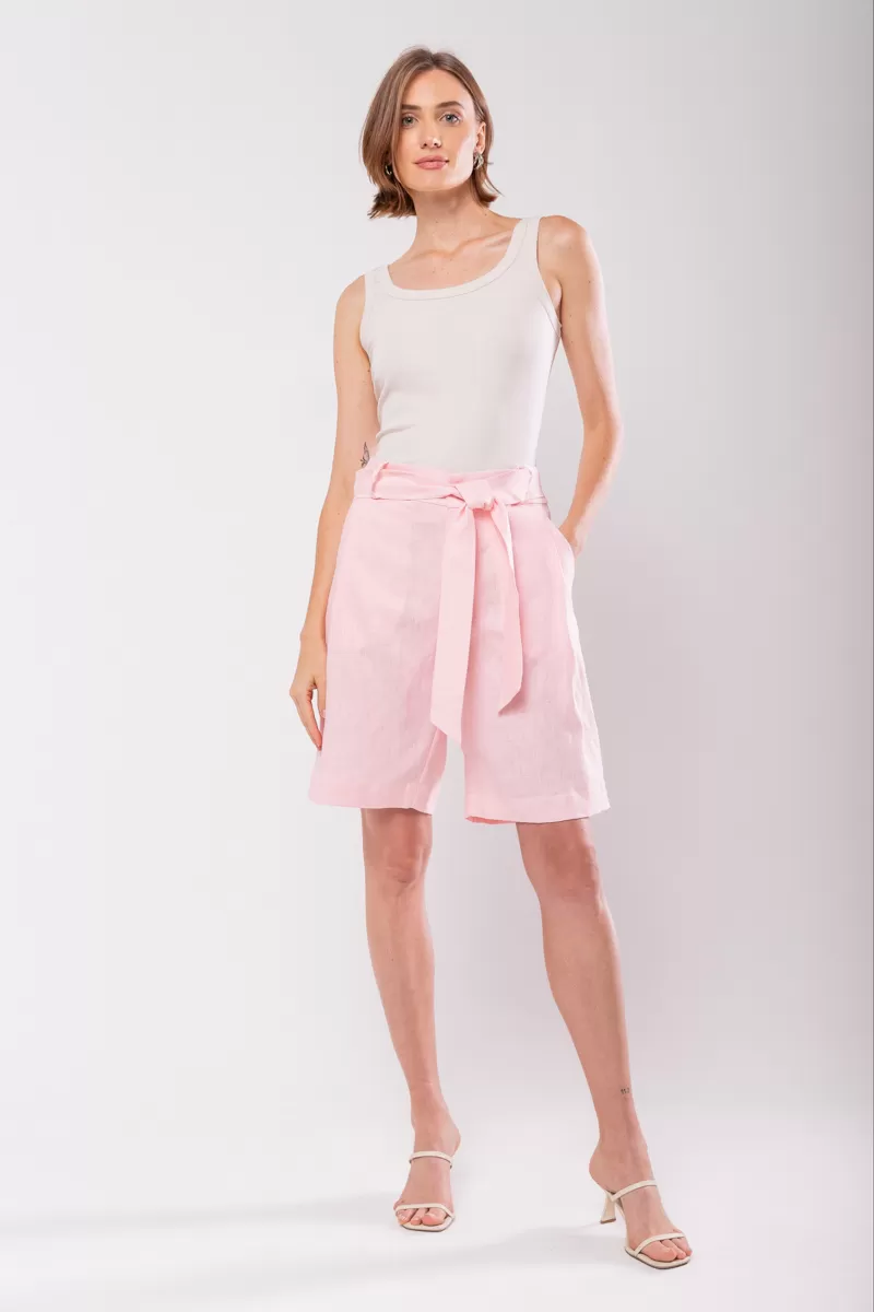 Hidrogênio - BERMUDA LONGA DE LINHO PURO GLOSSY - 19851