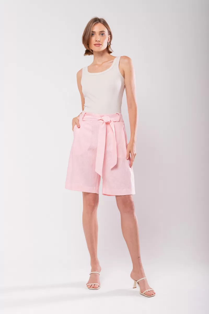 Hidrogênio - BERMUDA LONGA DE LINHO PURO GLOSSY - 19851