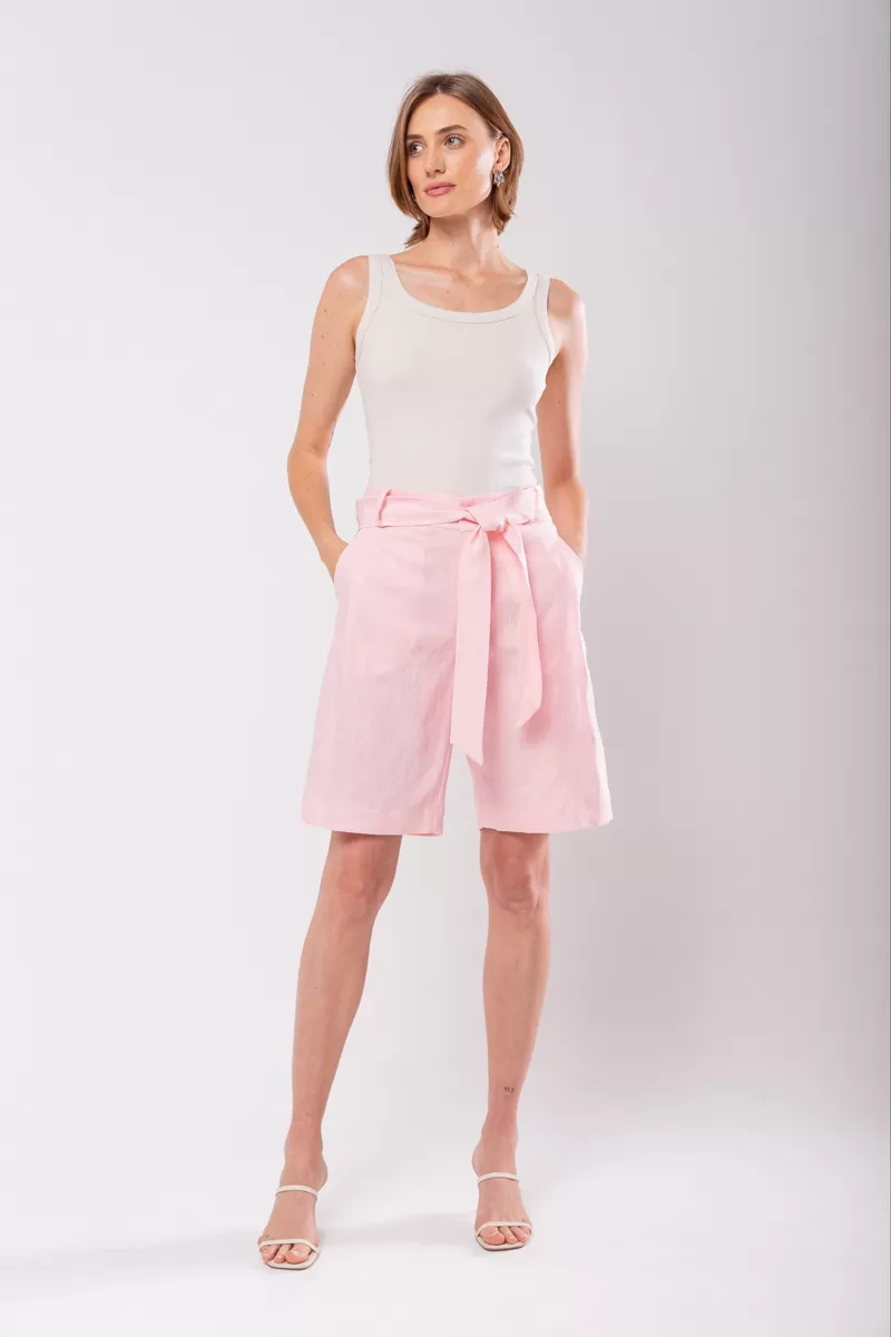 Hidrogênio - BERMUDA LONGA DE LINHO PURO GLOSSY - 19851