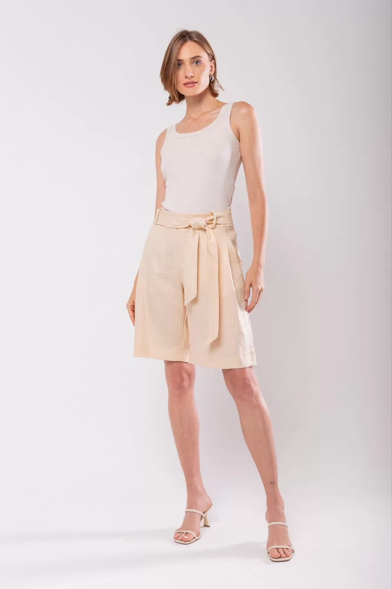 Hidrogênio - BERMUDA LONGA DE LINHO PURO PANACOTA - 19851