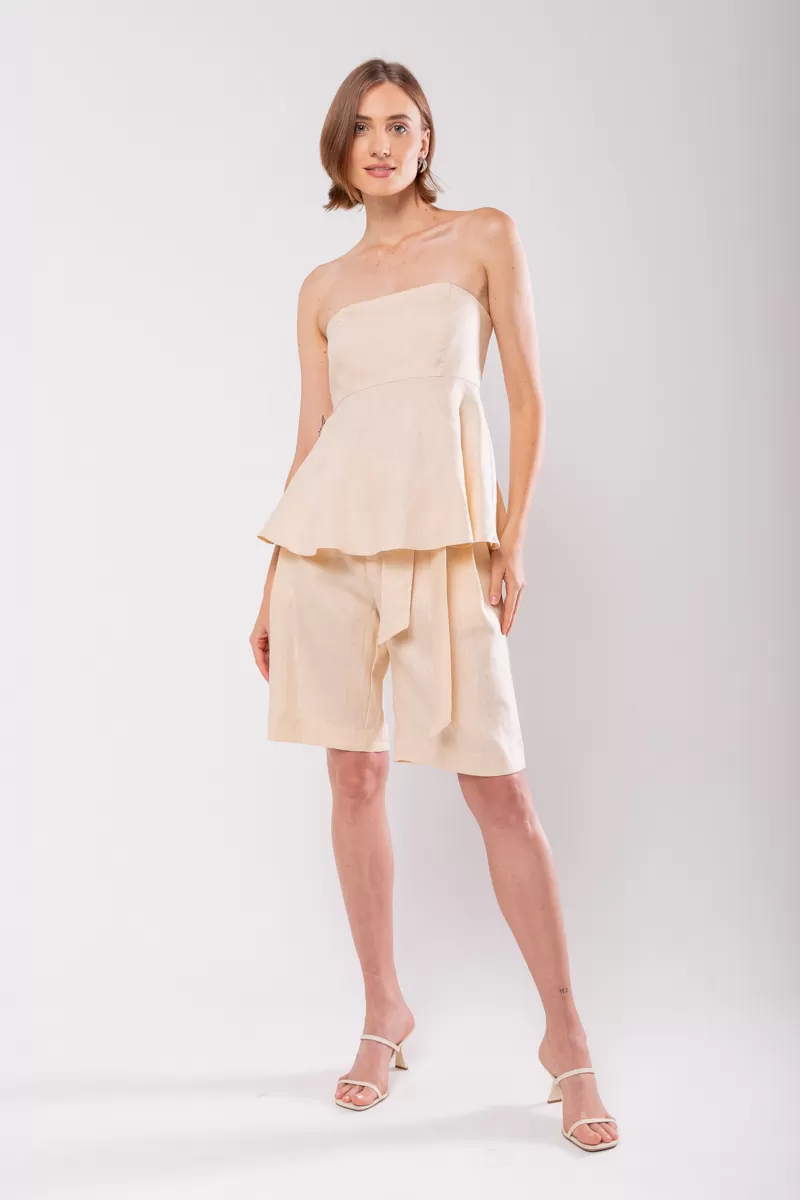 Hidrogênio - BERMUDA LONGA DE LINHO PURO PANACOTA - 19851