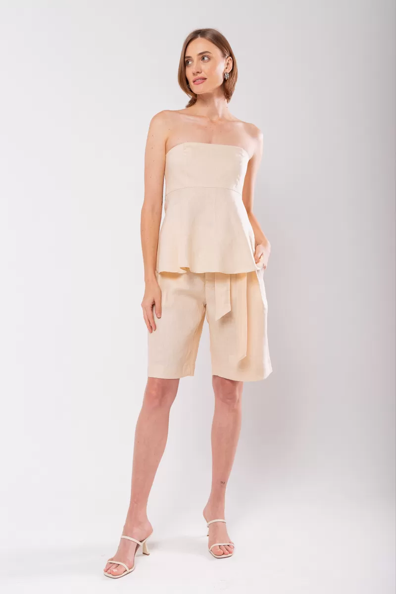 Hidrogênio - BERMUDA LONGA DE LINHO PURO PANACOTA - 19851