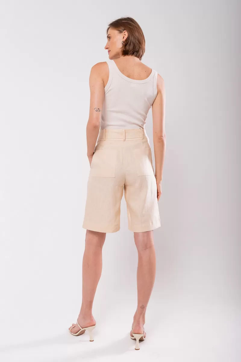 Hidrogênio - BERMUDA LONGA DE LINHO PURO PANACOTA - 19851