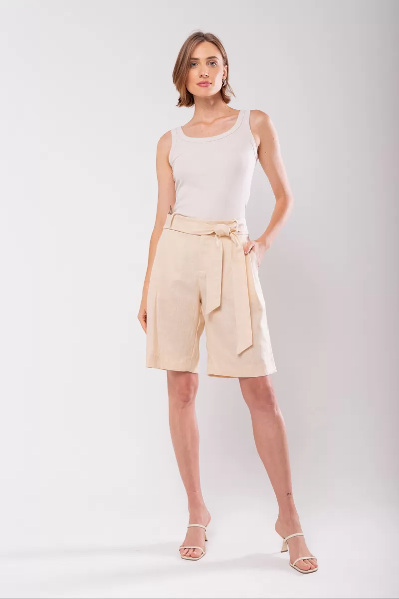 Hidrogênio - BERMUDA LONGA DE LINHO PURO PANACOTA - 19851