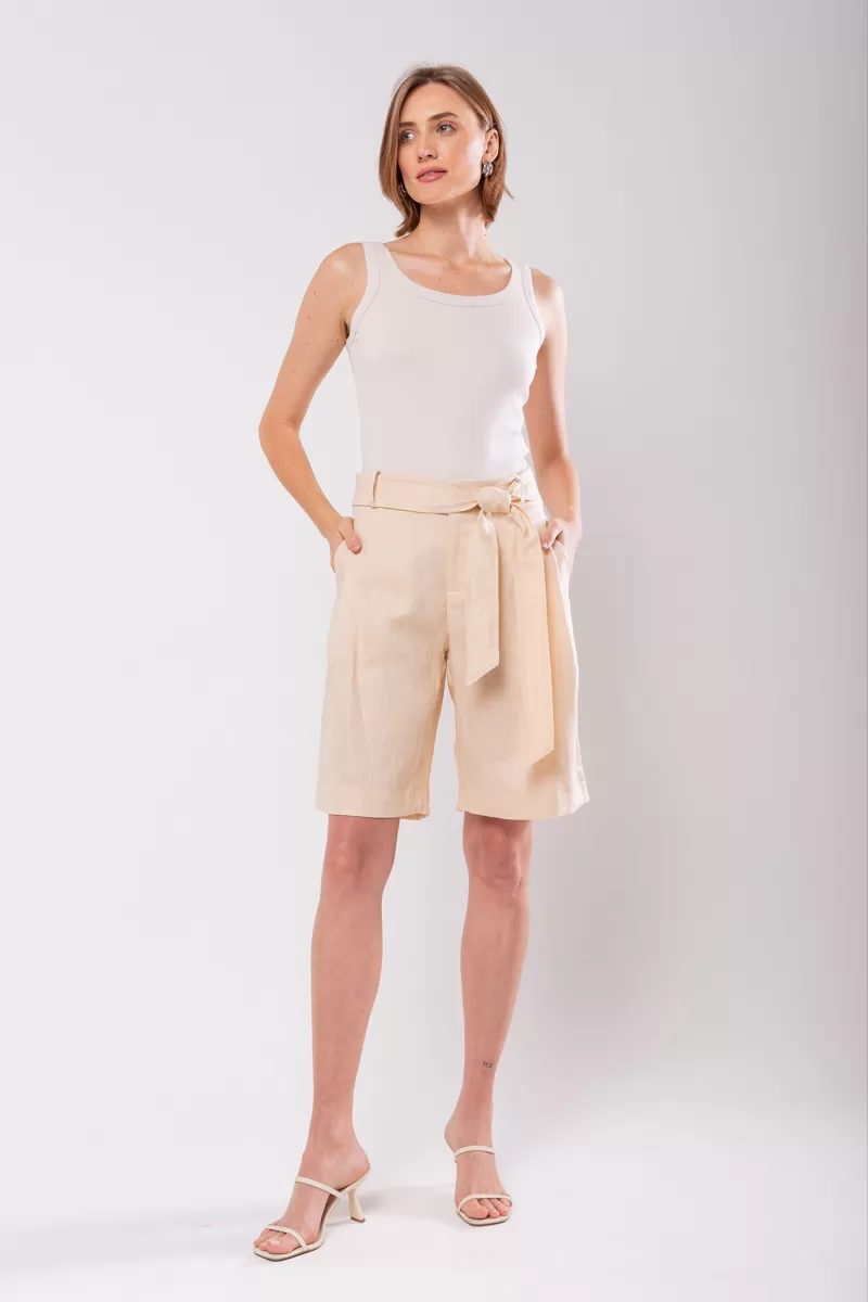 Hidrogênio - BERMUDA LONGA DE LINHO PURO PANACOTA - 19851